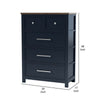 Tela Tall Dresser Chest | 5 Drawers | Metal Handles | Blue Solid Pinewood BM339301