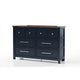 Tela Wide Dresser | 8 Drawers w Metal Handles | Blue Solid Pinewood BM339302