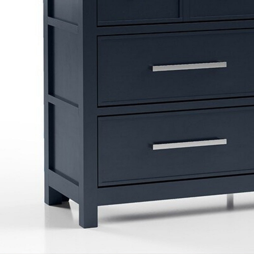 Tela Wide Dresser | 8 Drawers w Metal Handles | Blue Solid Pinewood BM339302