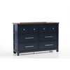 Tela Wide Dresser | 8 Drawers w Metal Handles | Blue Solid Pinewood