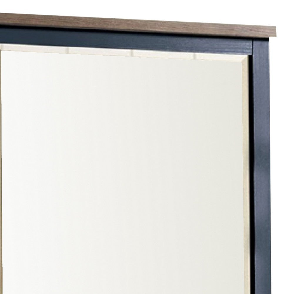 Tela 36’’ Dresser Mirror | Blue Pinewood Frame | Dark Brown Top BM339303