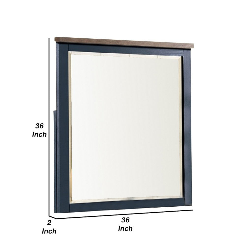 Tela 36’’ Dresser Mirror | Blue Pinewood Frame | Dark Brown Top BM339303