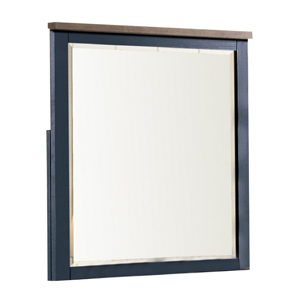 Tela 36’’ Dresser Mirror | Blue Pinewood Frame | Dark Brown Top BM339303