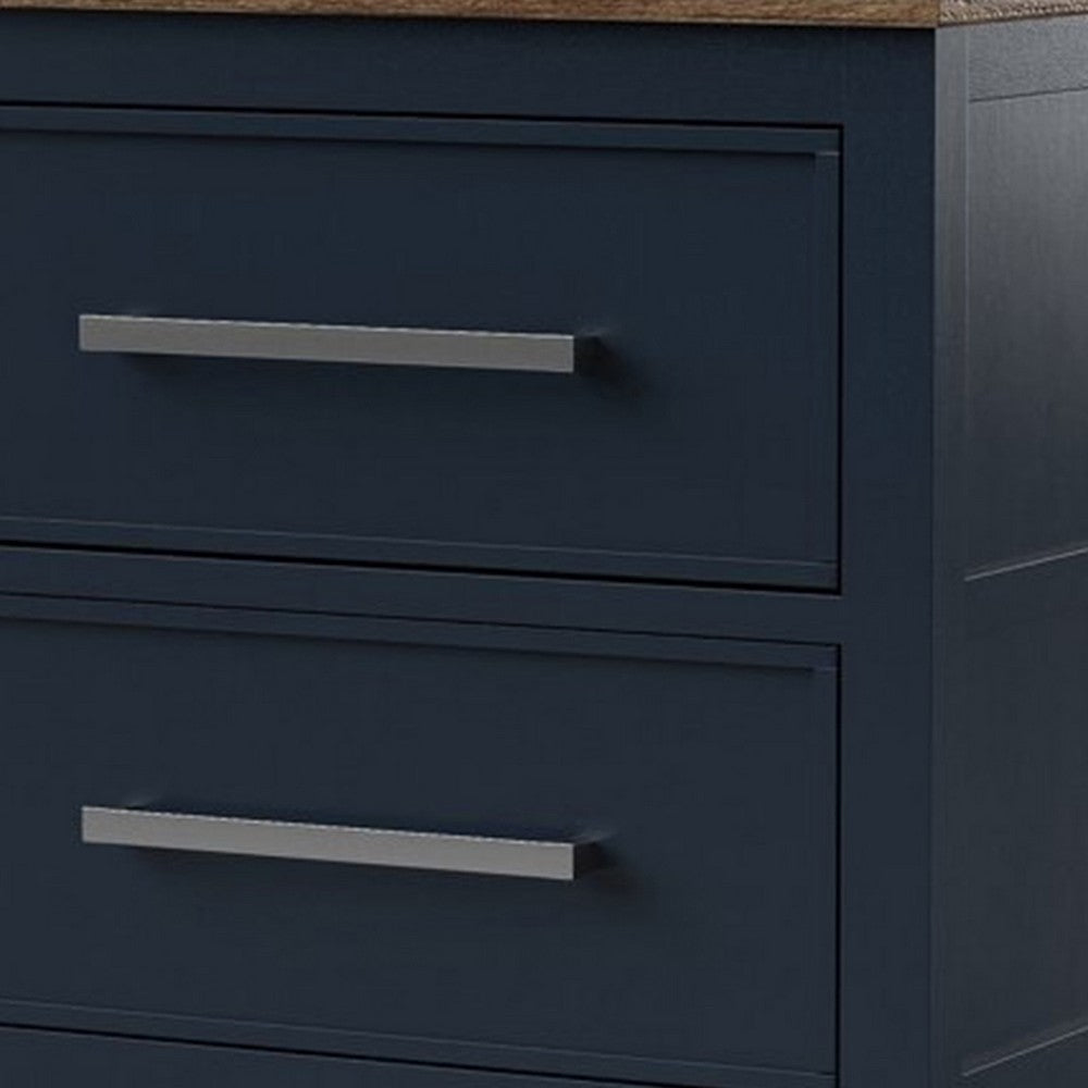 Tela Nightstand | 2 Drawers | Metal Handles | 25’’ Blue Solid Pinewood BM339304