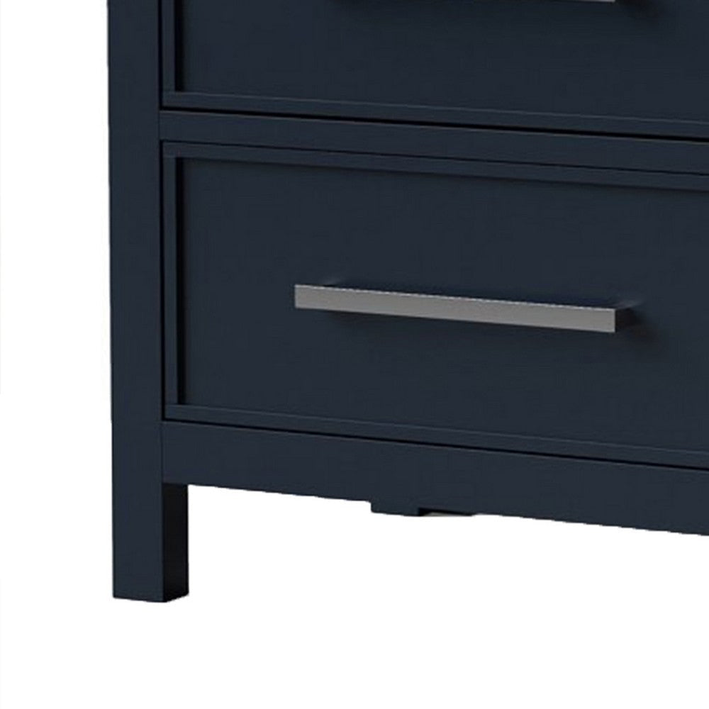 Tela Nightstand | 2 Drawers | Metal Handles | 25’’ Blue Solid Pinewood BM339304