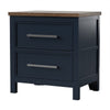 Tela Nightstand | 2 Drawers | Metal Handles | 25" Blue Solid Pinewood