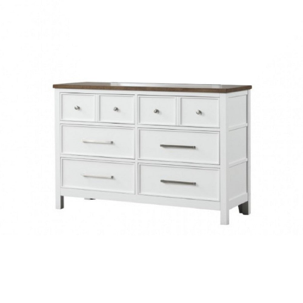 Tela Wide Dresser | 8 Drawers w Metal Handles | White Pinewood BM339305