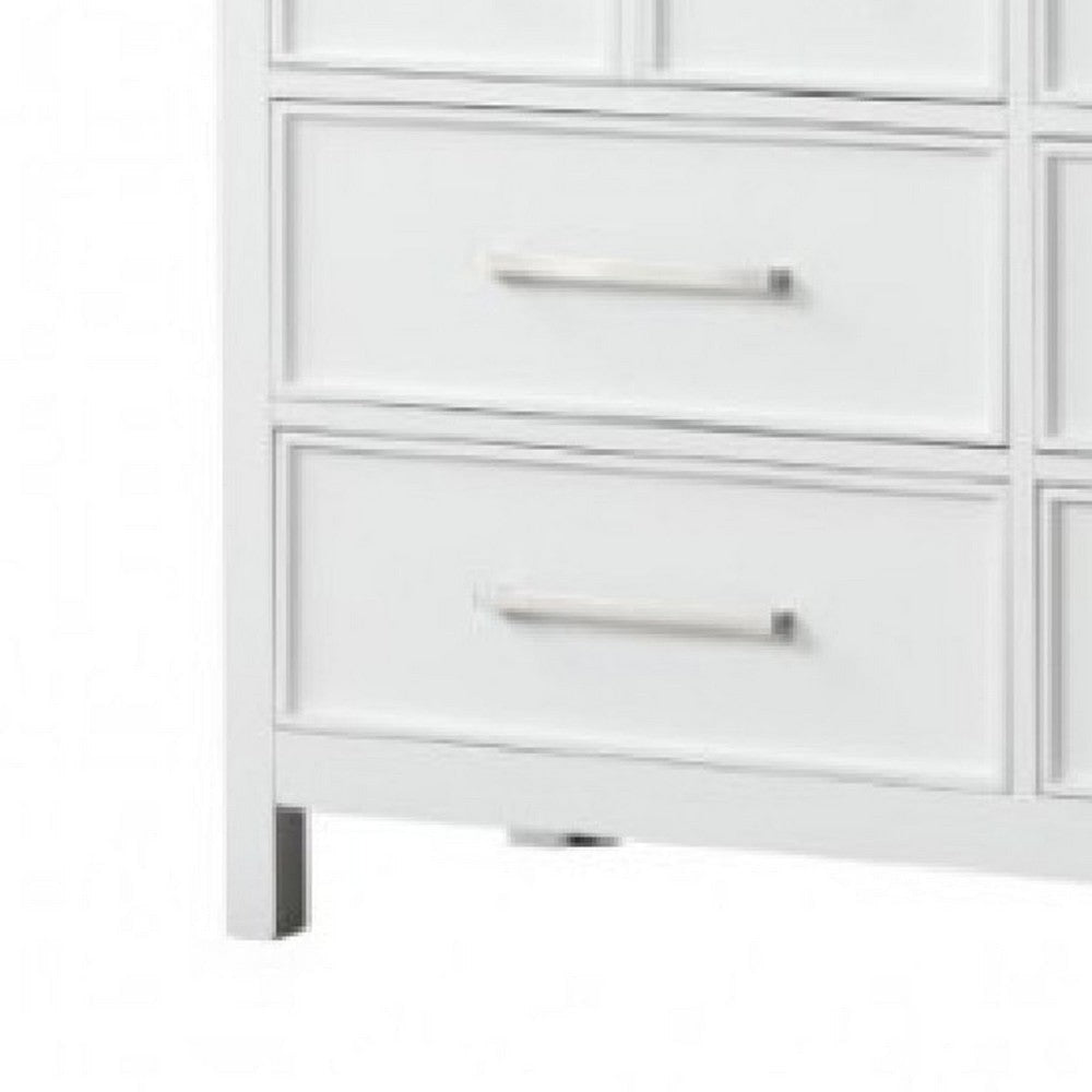 Tela Wide Dresser | 8 Drawers w Metal Handles | White Pinewood BM339305