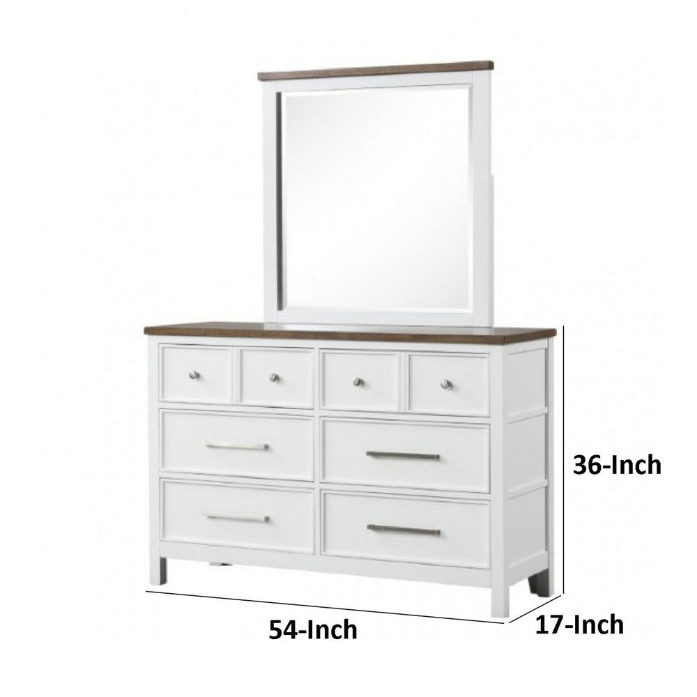 Tela Wide Dresser | 8 Drawers w Metal Handles | White Pinewood BM339305
