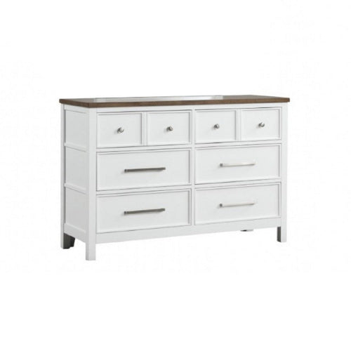 Tela Wide Dresser | 8 Drawers w Metal Handles | White Pinewood