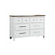 Tela Wide Dresser | 8 Drawers w Metal Handles | White Pinewood