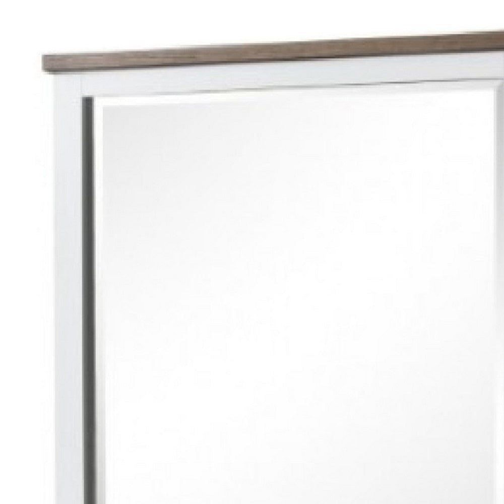 Tela Dresser Mirror | White Pinewood Frame | Dark Brown Top | 36’’ BM339306