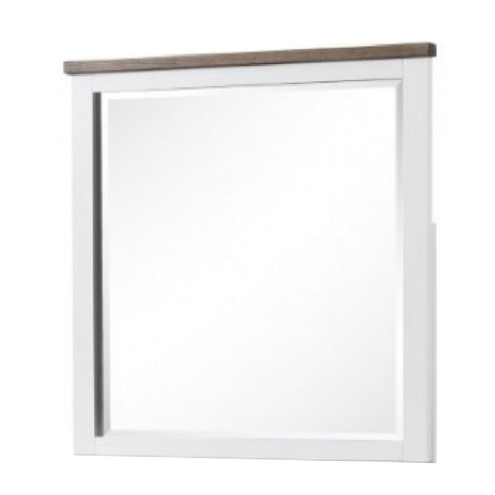 Tela Dresser Mirror | White Pinewood Frame | Dark Brown Top | 36’’ BM339306