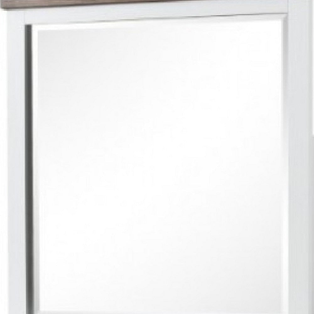 Tela Dresser Mirror | White Pinewood Frame | Dark Brown Top | 36’’ BM339306