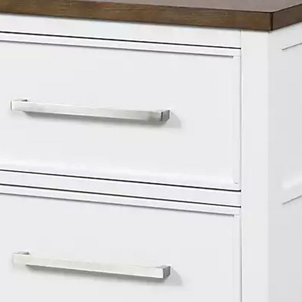 Tela Nightstand | 2 Drawers | Metal Handles | 25’’ | White Pinewood BM339307