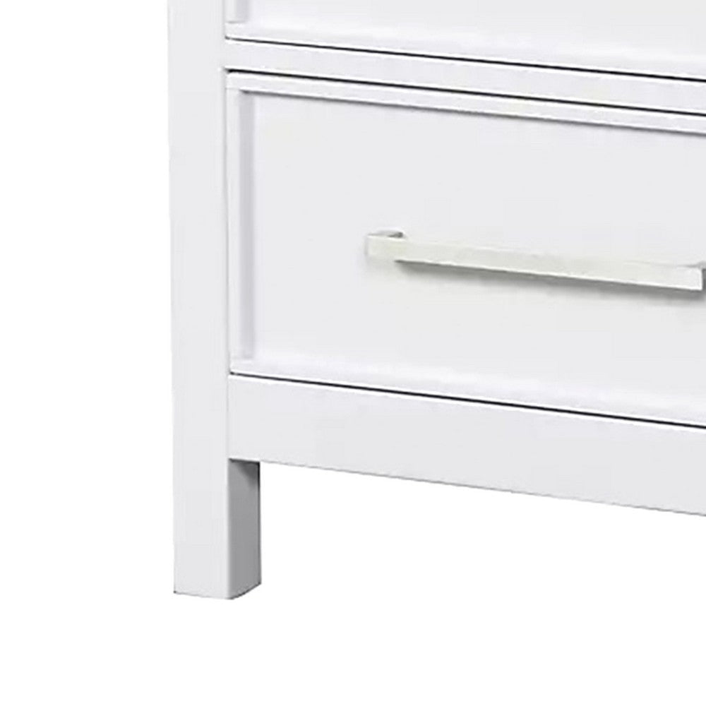 Tela Nightstand | 2 Drawers | Metal Handles | 25’’ | White Pinewood BM339307