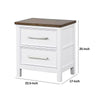 Tela Nightstand | 2 Drawers | Metal Handles | 25’’ | White Pinewood BM339307