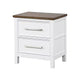 Tela Nightstand | 2 Drawers | Metal Handles | 25" | White Pinewood