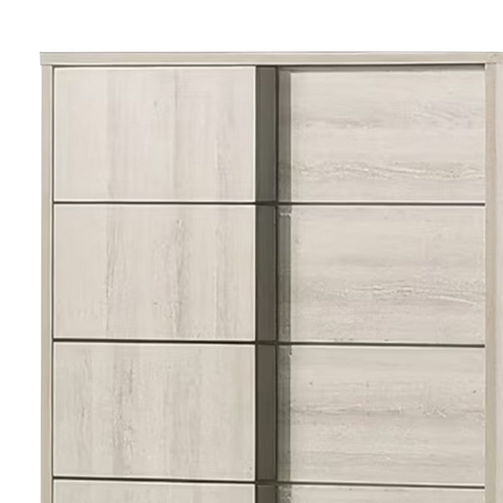 Hyao Tall Dresser Chest | 5 Drawers w Chrome Handles | White Wash Veneer BM339308