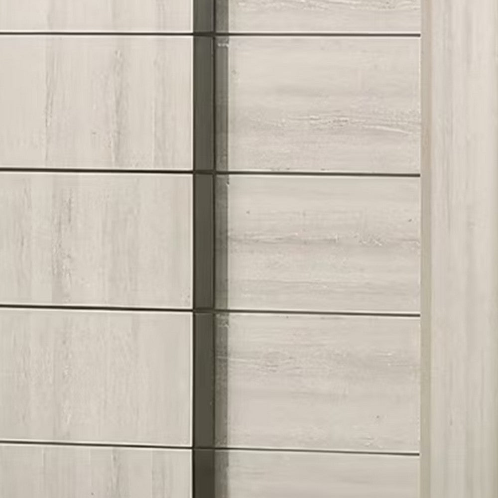 Hyao Tall Dresser Chest | 5 Drawers w Chrome Handles | White Wash Veneer BM339308