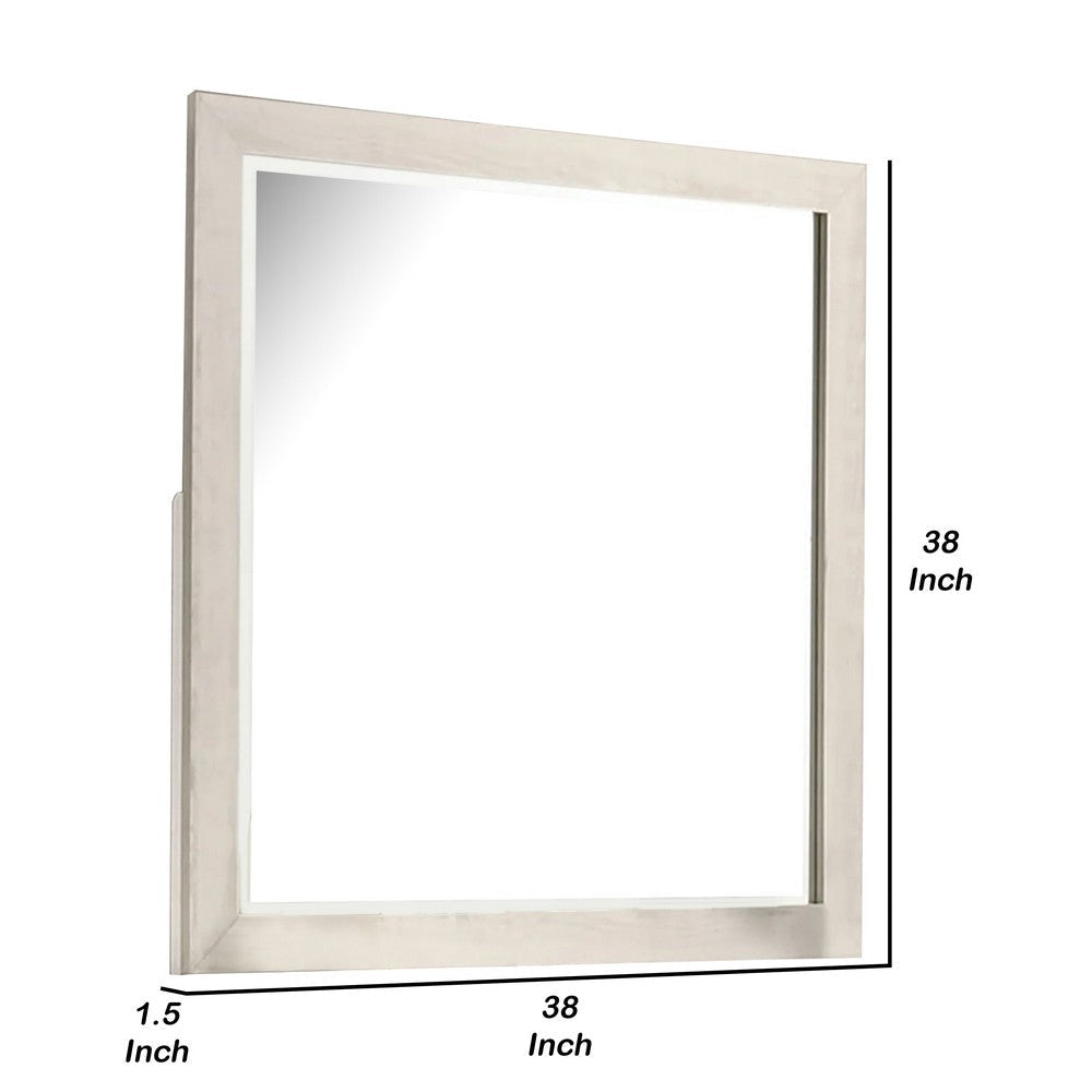 Hyao Dresser Mirror | White Wash Veneer | 38’’ Square Frame BM339310