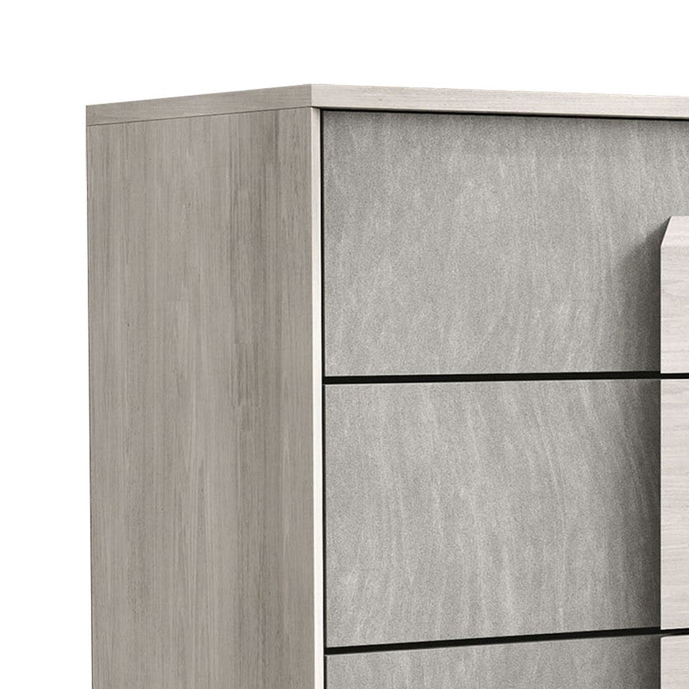 Nomi Tall Dresser Chest | 5 Drawers and Melamine Top | Stone Gray Front BM339312