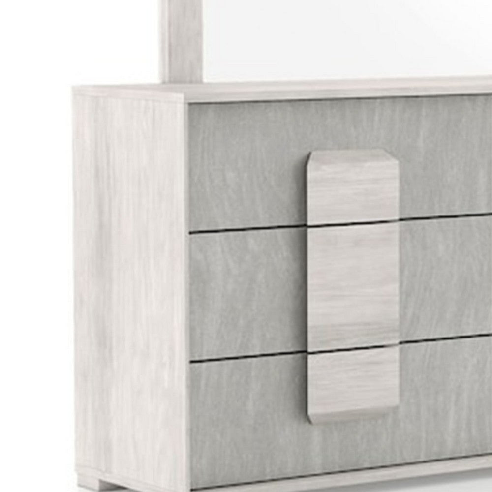 Nomi Wide Dresser | 6 Drawers and Melamine Top | Stone Gray Front