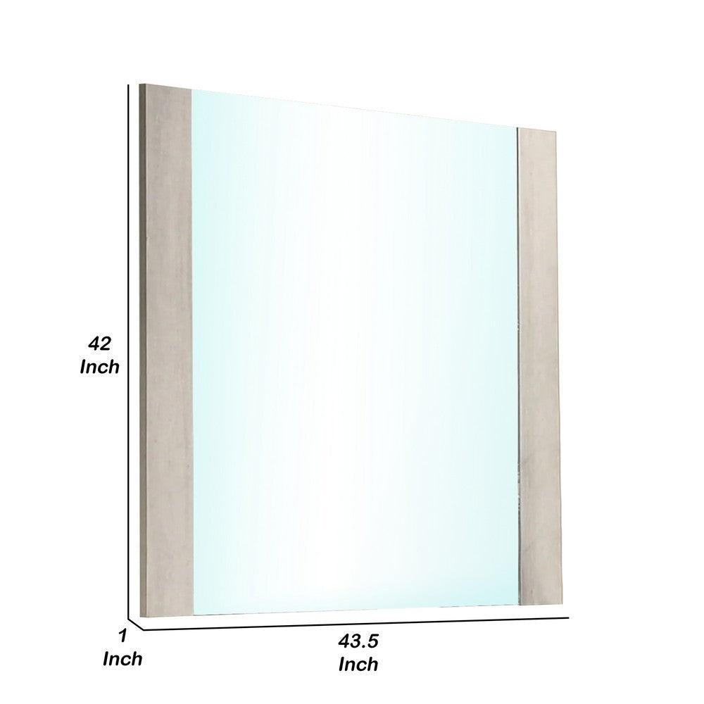 Nomi Dresser Mirror | 44’’ White Wash Rectangular Wood Frame BM339314