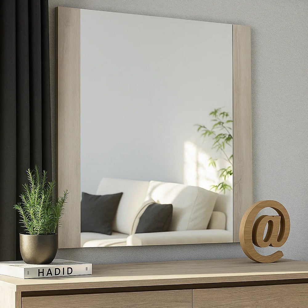 Nomi Dresser Mirror | 44" White Wash Rectangular Wood Frame