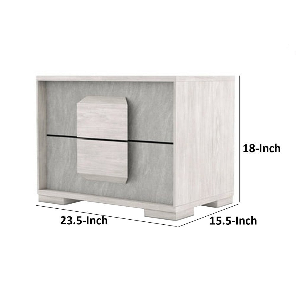 Nomi Nightstand | 2 Drawers and Melamine Top | Stone Gray Front | 24’’ BM339315