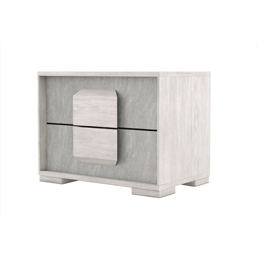 Nomi Nightstand | 2 Drawers and Melamine Top | Stone Gray Front | 24"