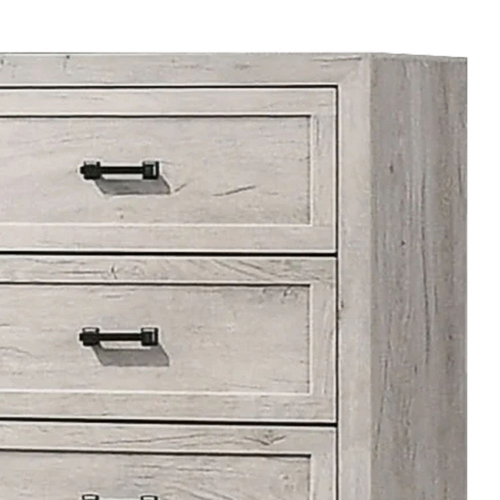 Miot Tall Dresser Chest | 4 Drawers w Metal Handles | White Wash Wood BM339316
