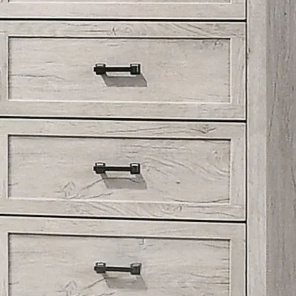 Miot Tall Dresser Chest | 4 Drawers w Metal Handles | White Wash Wood BM339316