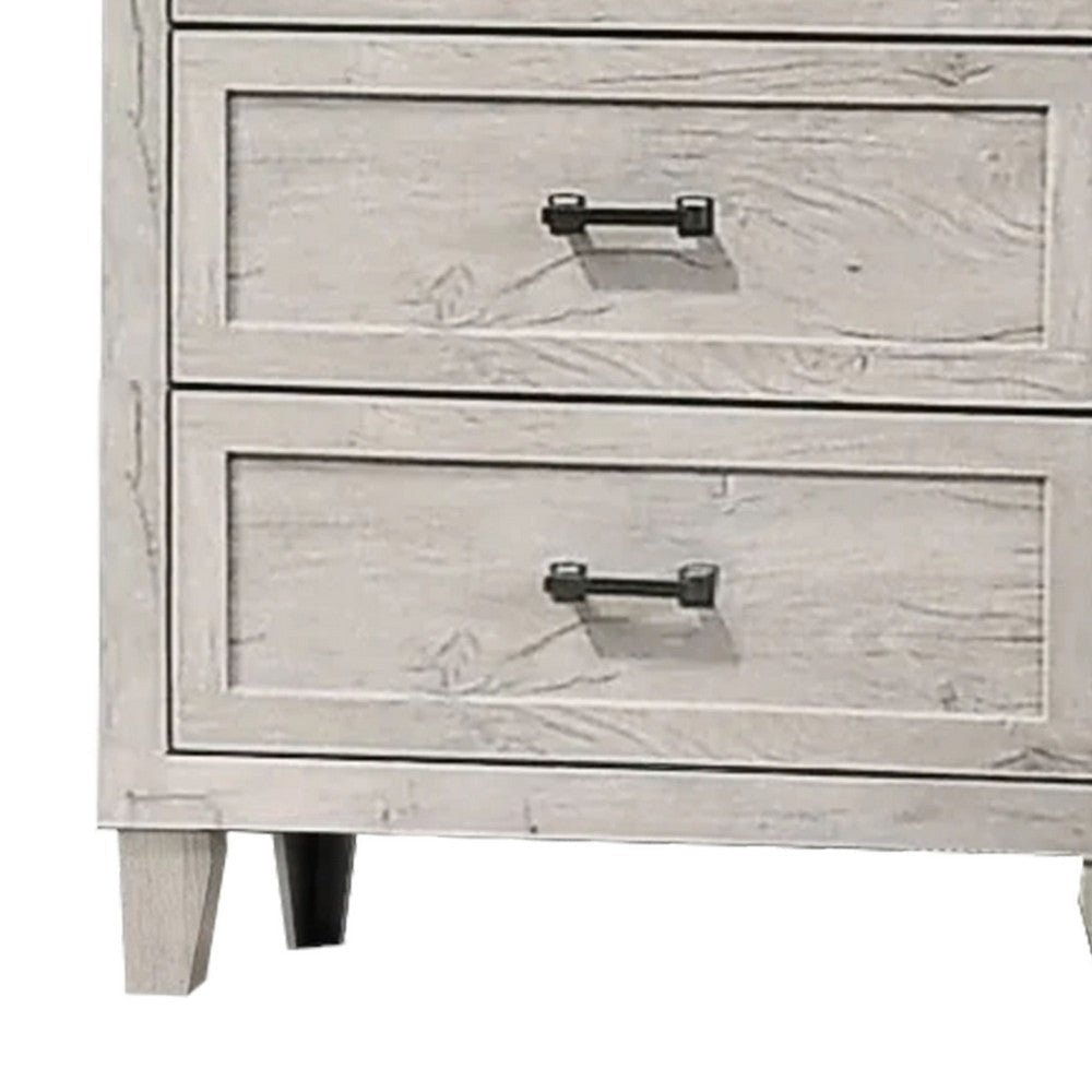 Miot Tall Dresser Chest | 4 Drawers w Metal Handles | White Wash Wood BM339316