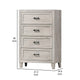 Miot Tall Dresser Chest | 4 Drawers w Metal Handles | White Wash Wood BM339316