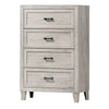 Miot Tall Dresser Chest | 4 Drawers w Metal Handles | White Wash Wood