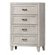 Miot Tall Dresser Chest | 4 Drawers w Metal Handles | White Wash Wood
