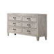 Miot Wide Dresser | 6 Drawers w Metal Handles | White Wash Wood