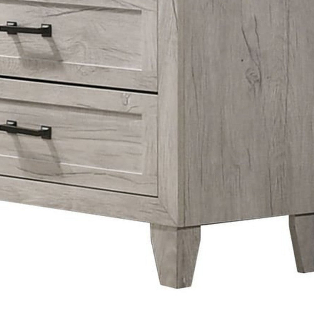Miot Wide Dresser | 6 Drawers w Metal Handles | White Wash Wood BM339317
