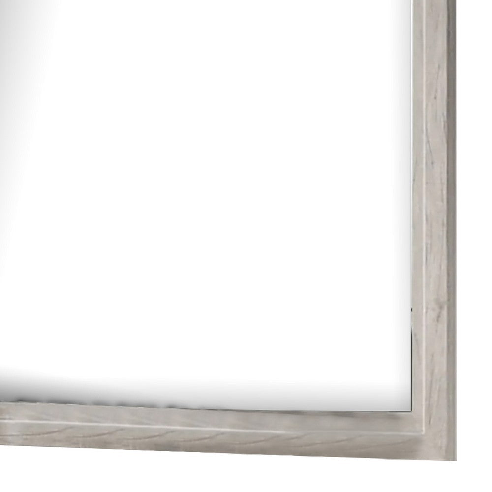 Miot Dresser Mirror | 39’’ Square Wood Frame | White Wash BM339318