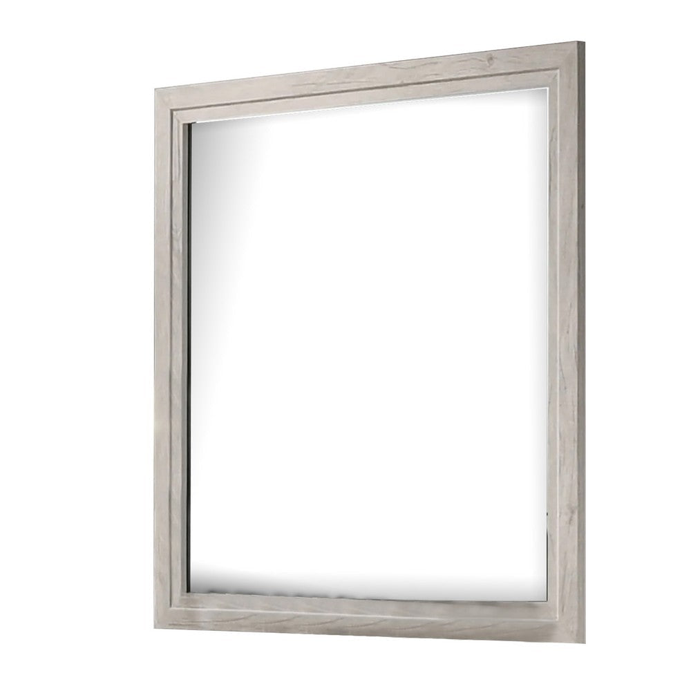 Miot Dresser Mirror | 39’’ Square Wood Frame | White Wash BM339318