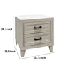 Miot Nightstand | 2 Drawers w Metal Handles | White Wash Wood | 24’’ BM339319