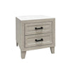 Miot Nightstand | 2 Drawers w Metal Handles | White Wash Wood | 24"