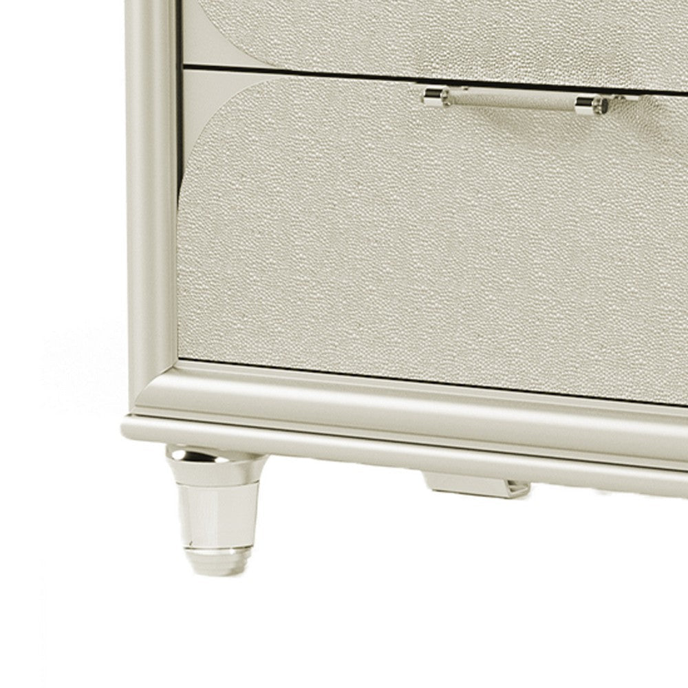 Zema Nightstand | 2 Drawers w Acrylic Handles | Silver Rubberwood | 30’’ BM339320