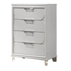 Dima Tall Dresser Chest | 4 Drawers w Acrylic Handles | White Rubberwood