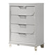 Dima Tall Dresser Chest | 4 Drawers w Acrylic Handles | White Rubberwood