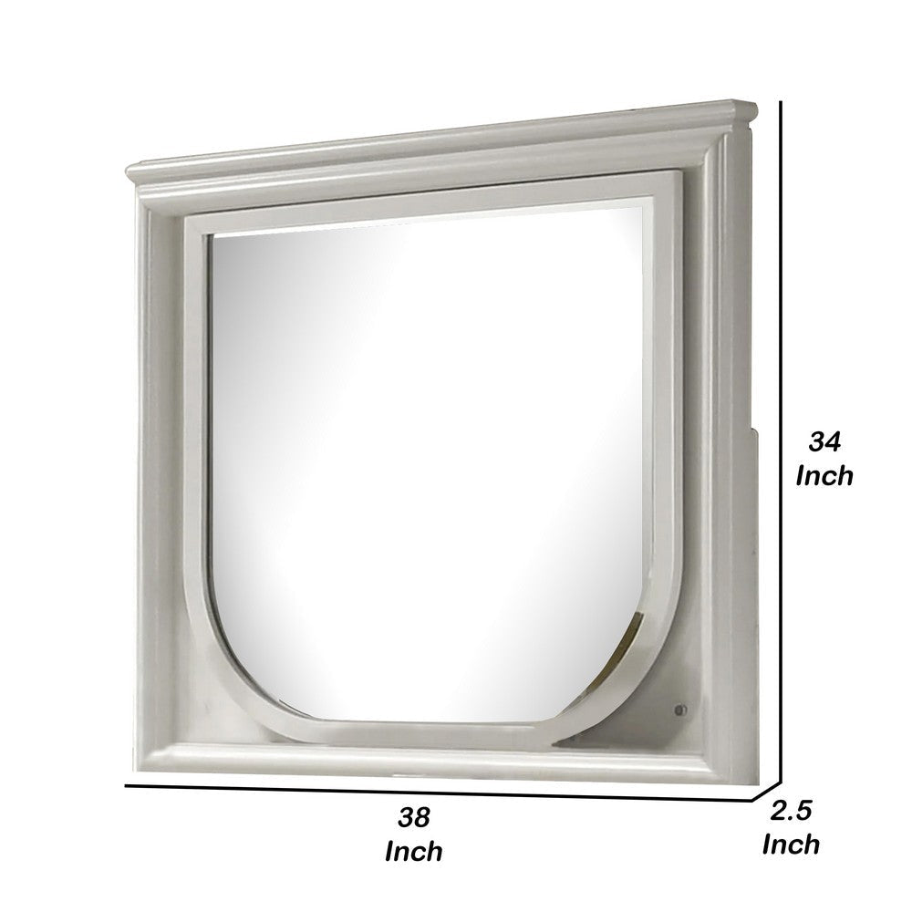 Dima Dresser Mirror | 38’’ | White Rubberwood | Embossed Panels w LED BM339322
