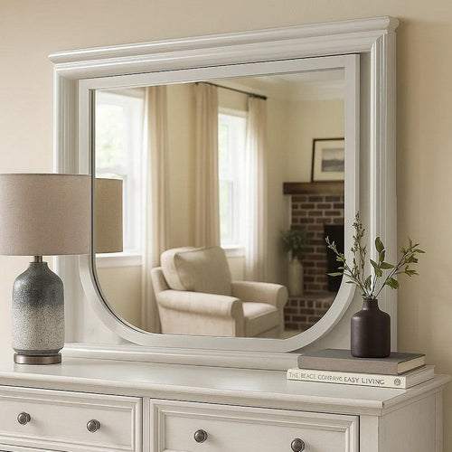 Dima Dresser Mirror | 38’’ | White Rubberwood | Embossed Panels w LED BM339322