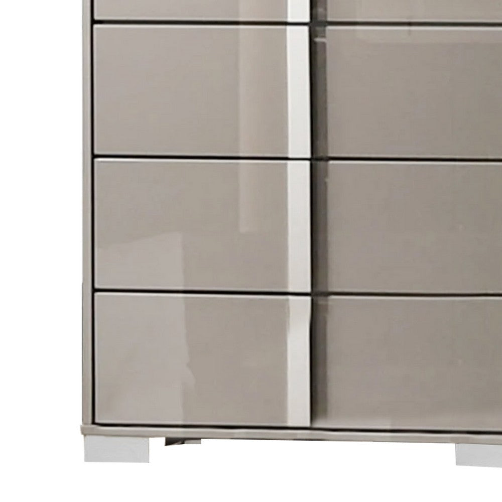 Suni Tall Dresser Chest | Light Taupe Wood with UV Finish | 5 Drawers BM339324