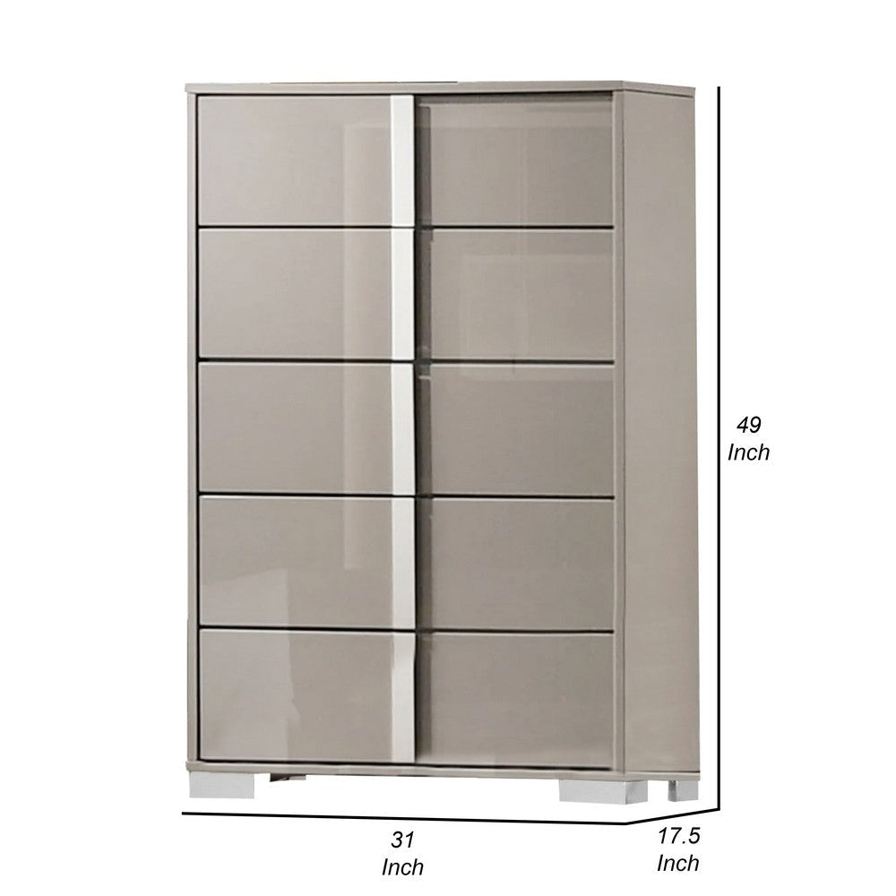 Suni Tall Dresser Chest | Light Taupe Wood with UV Finish | 5 Drawers BM339324
